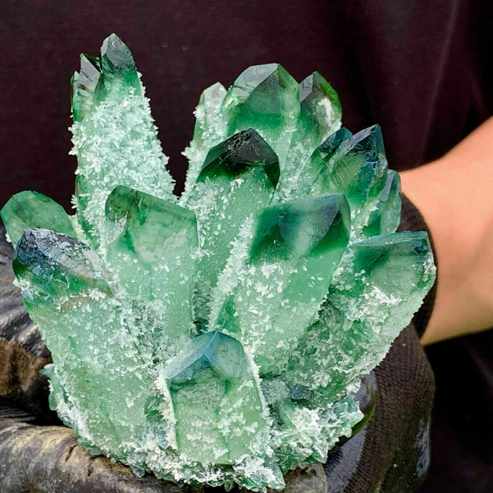 300g+ New Green Phantom Quartz Crystal Cluster Mineral Specimen Reiki Healing