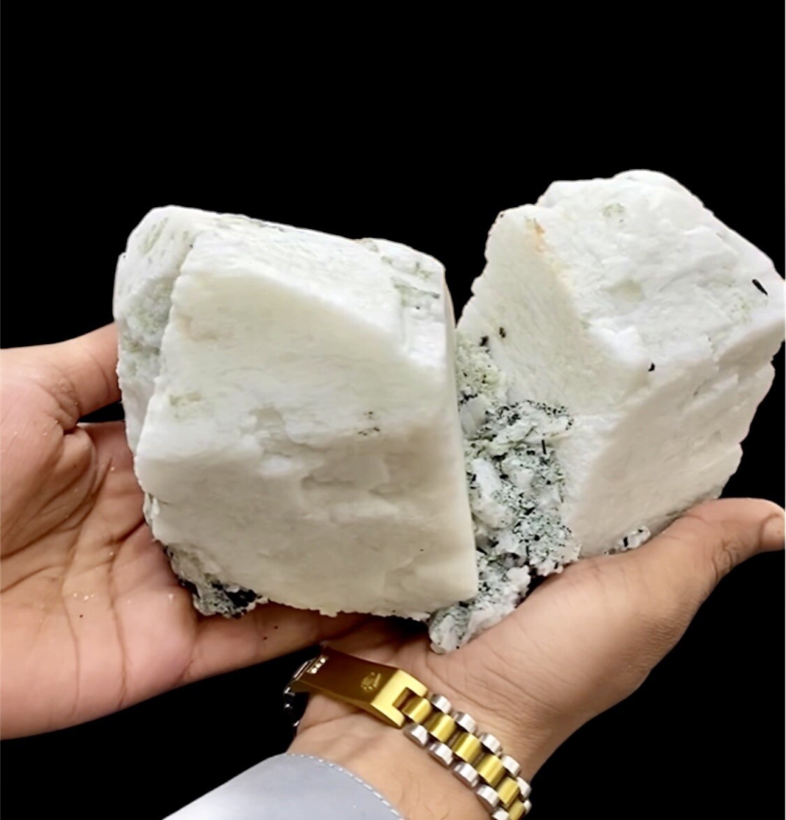 Connected Pair Of Feldspar Crystals with Schorl Tourmaline @ Pakistan-2250 grams