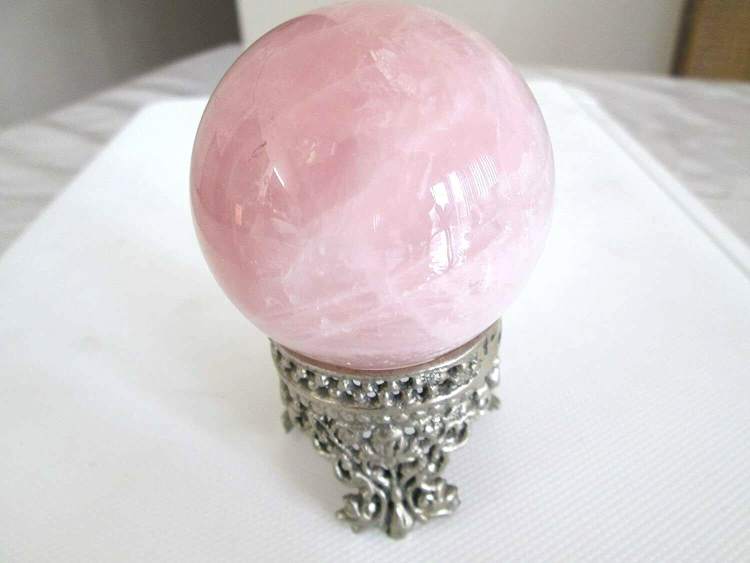 Solid Brass Pewter Finish Gemstone Sphere Holder/Display, Stand, 1.5″ Dia.