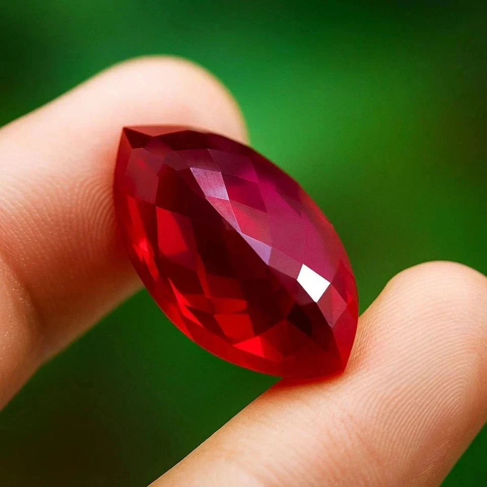 8.35 CT Burmese Natural Blood Red Ruby Marquise Cut Certified Gemstone
