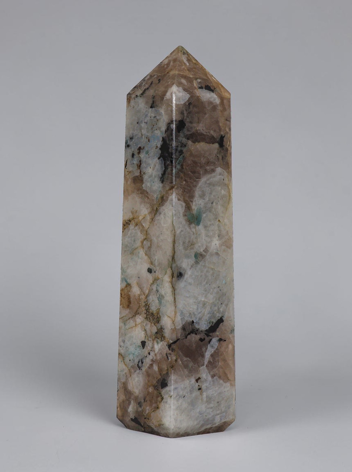 Rainbow Moonstone Crystal Tower 150MM Meditation Healing Obelisk