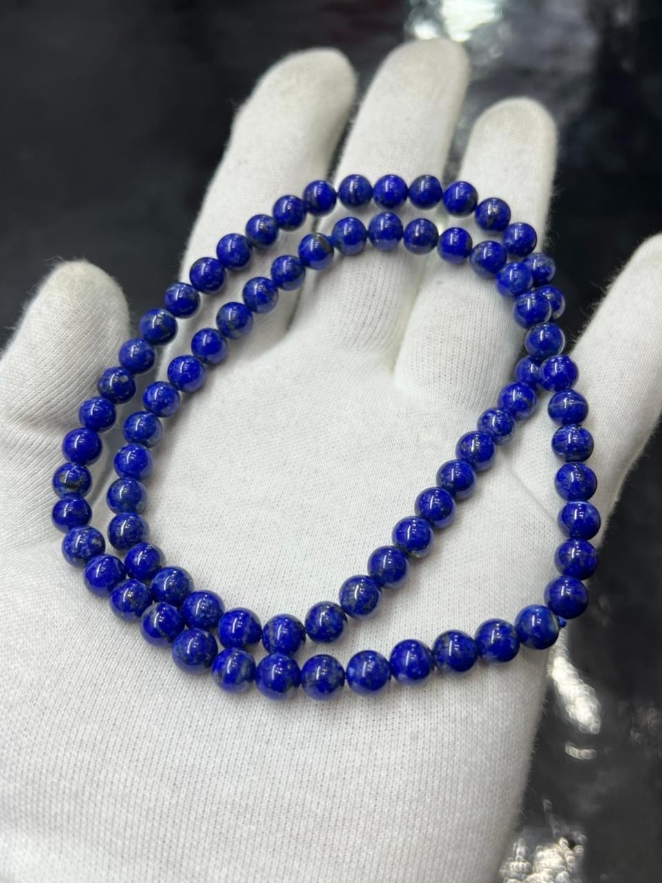 Lapis Lazuli Beded Necklace Top Quality Handcrafted Royal Blue