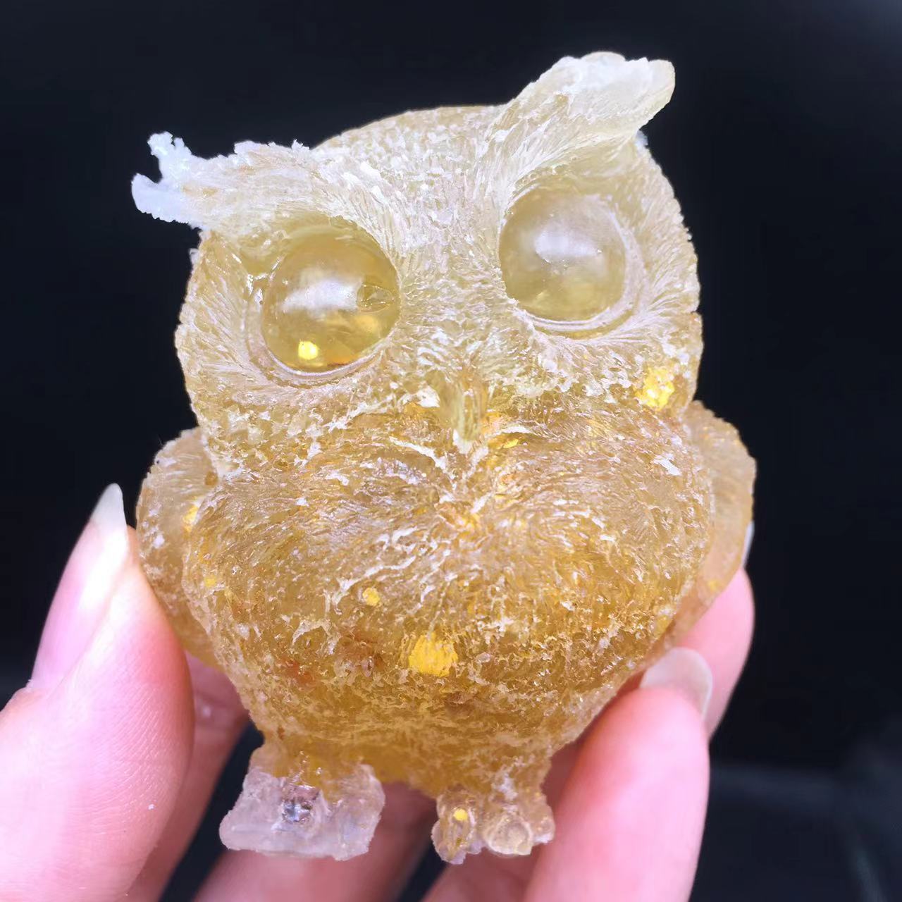 Natural Citrine Crystal Chips Quartz Stone Gravel Resin Owl Healing Decorate 1Pc