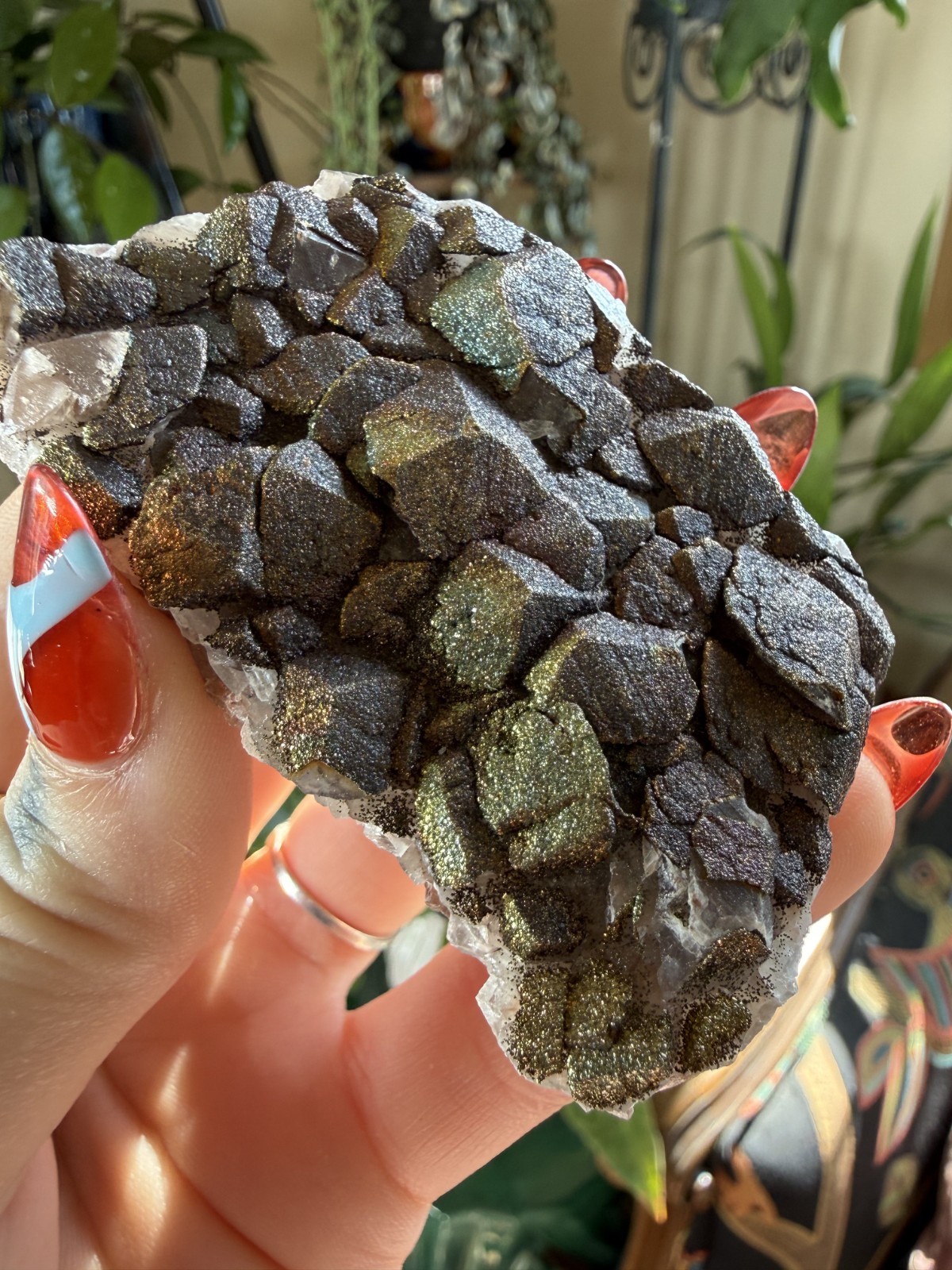 Calcite Crystal Cluster w/Rainbow Chalcopyrite – Hubei Province, China – .185lbs