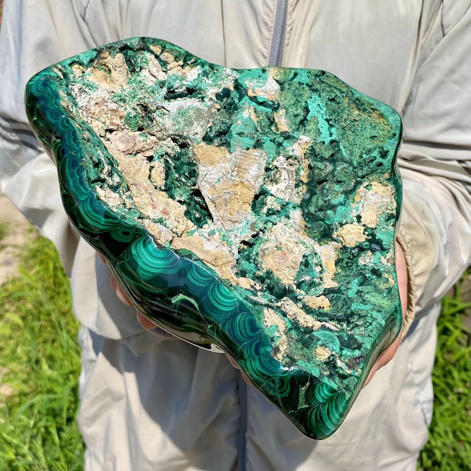 7.16LB Natural glossy Malachite transparent cluster rough mineral sample