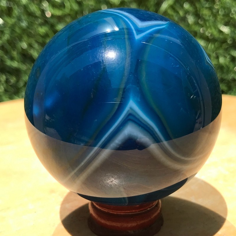 290G Rare Blue Agate Quartz Ball Crystal Sphere Mineral Specimen Healing