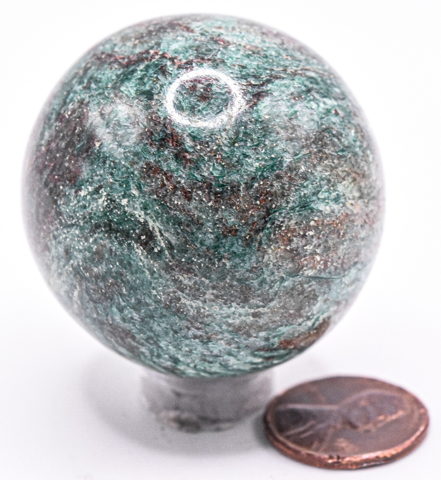 41mm Green w/ Inclusions Quartz Sphere Polished Natural Crystal Mineral – India