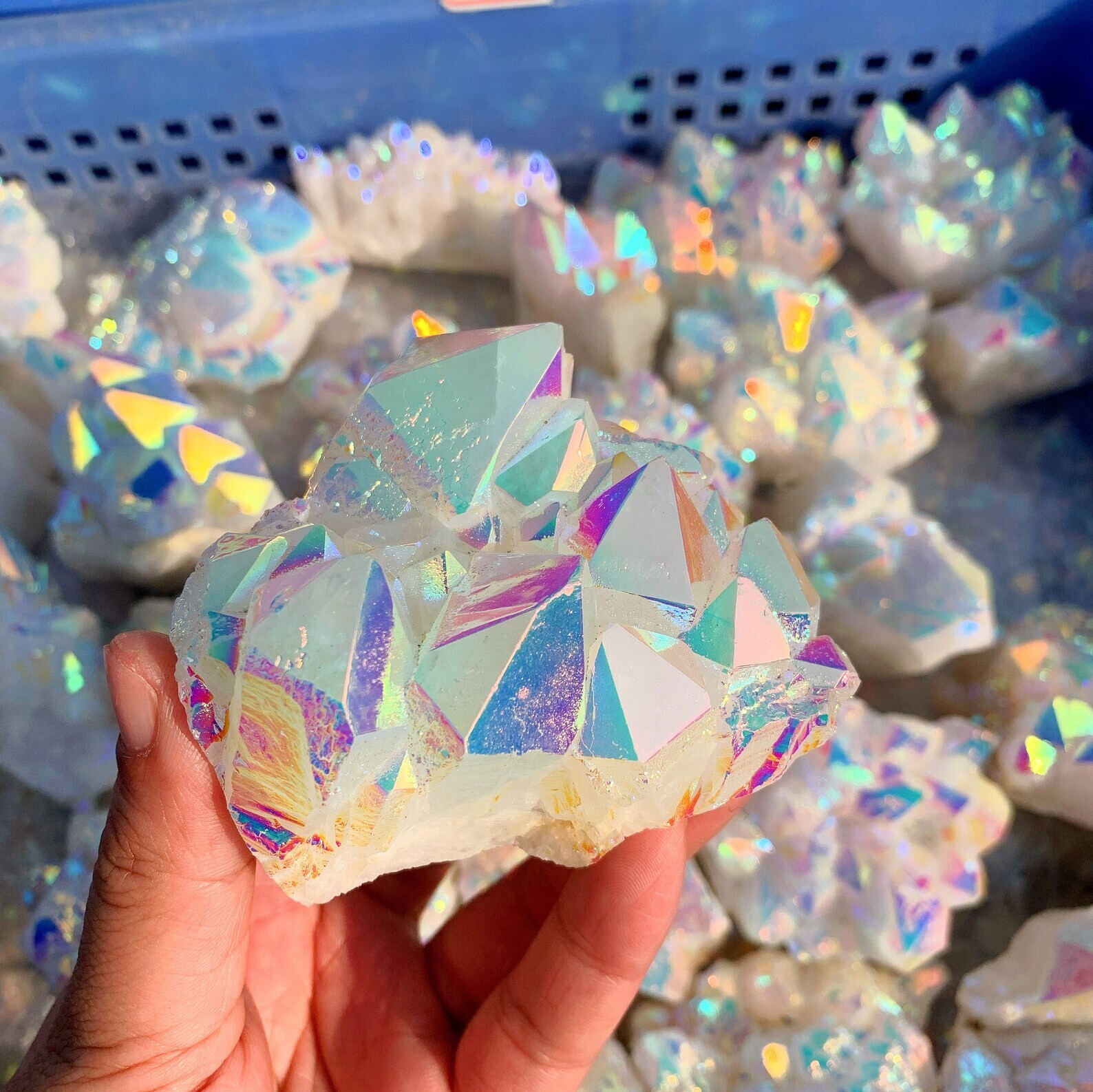 2025NEWFIND Large Rainbow Aura Quartz Crystal Cluster Healing Gift Home Decor