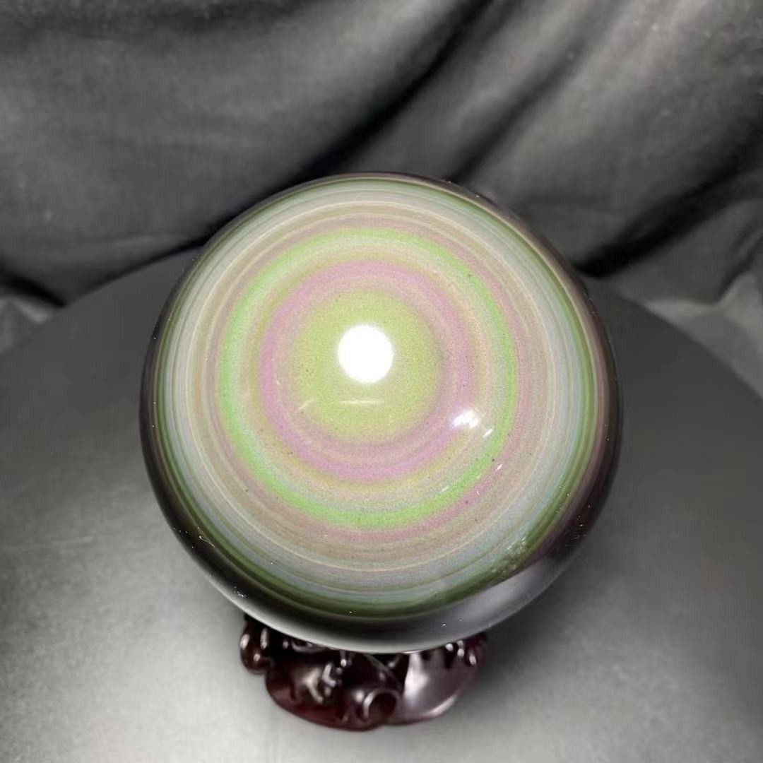 5cm Crystal Ball Polished Stone Rainbow Eye Obsidian Sphere Home Office Decor