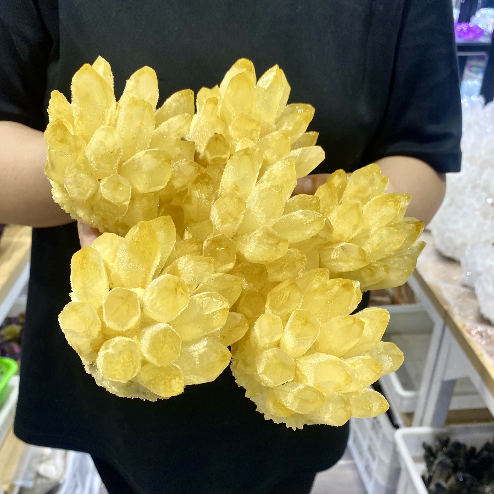 4.98LB Newly discovered yellow ghost quartz cluster mineral sample-