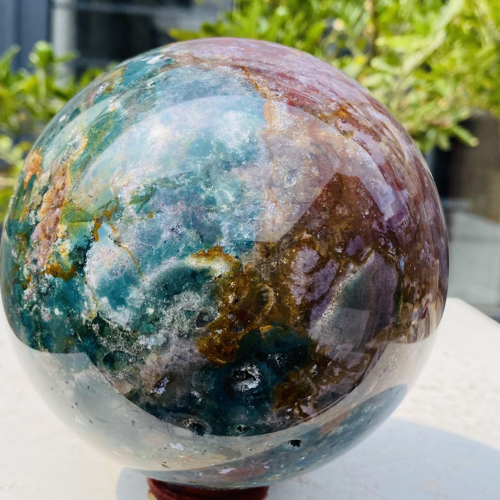 Natural Ocean Jasper ball Crystal jewelry Reiki energy Healing 1960g