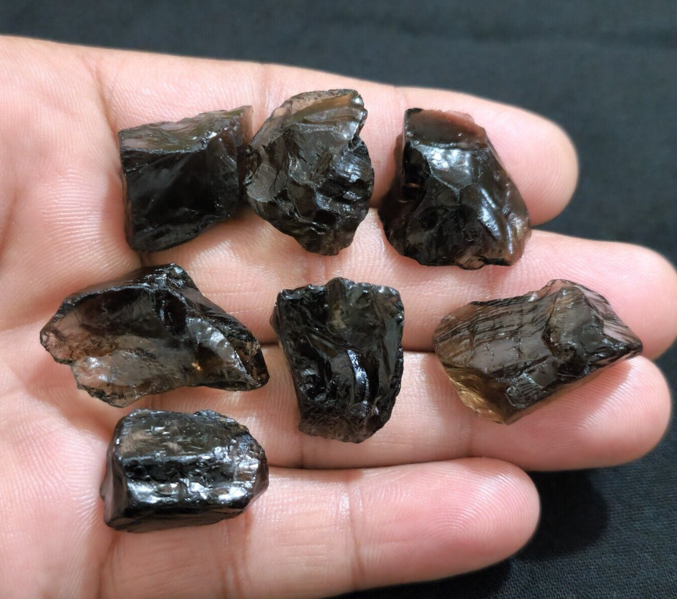 Excellent Smoky Quartz 7 Pcs Lot Size 20-30 MM Smoky Raw Crystal Making Jewelry