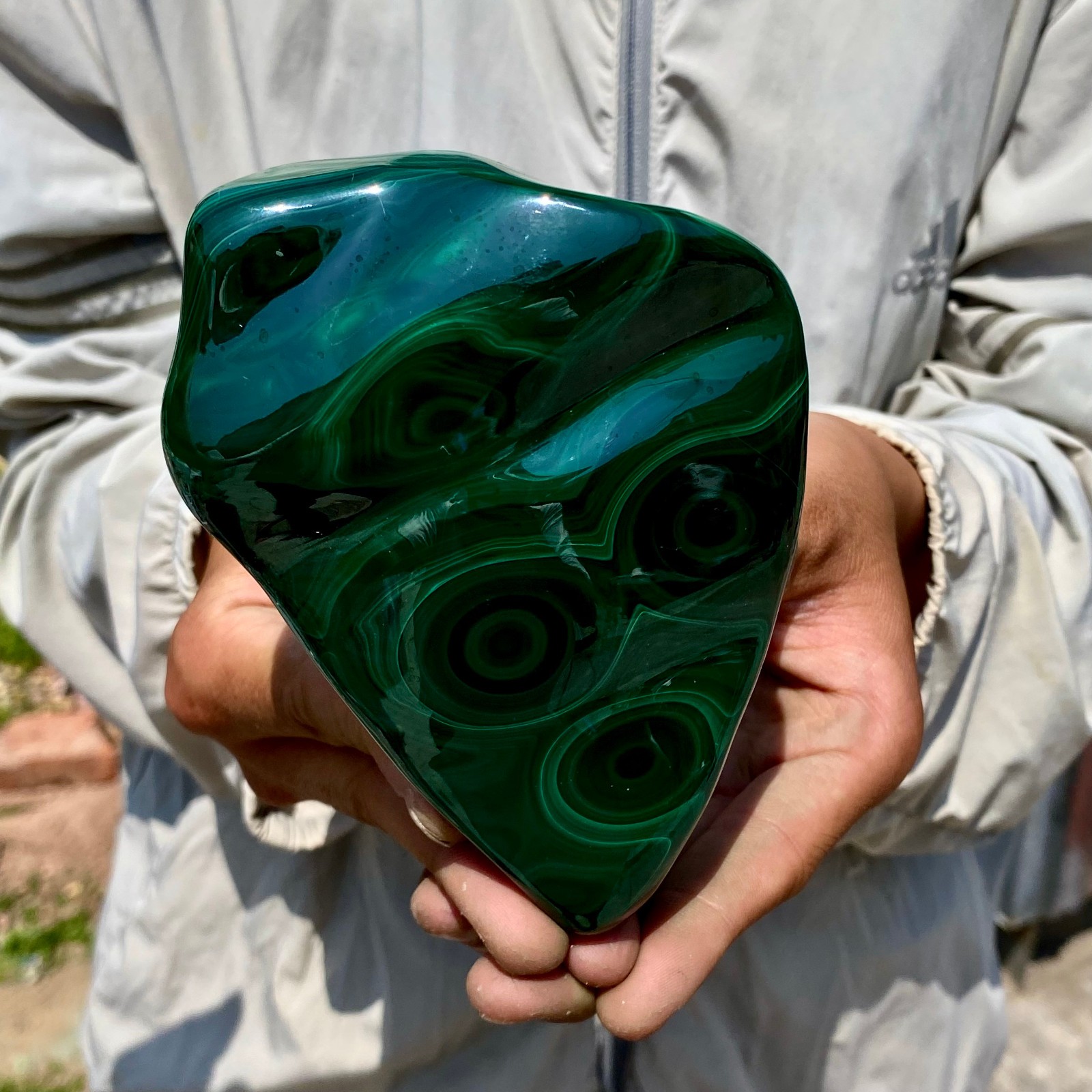 2.2LB Natural glossy Malachite transparent cluster rough mineral sample