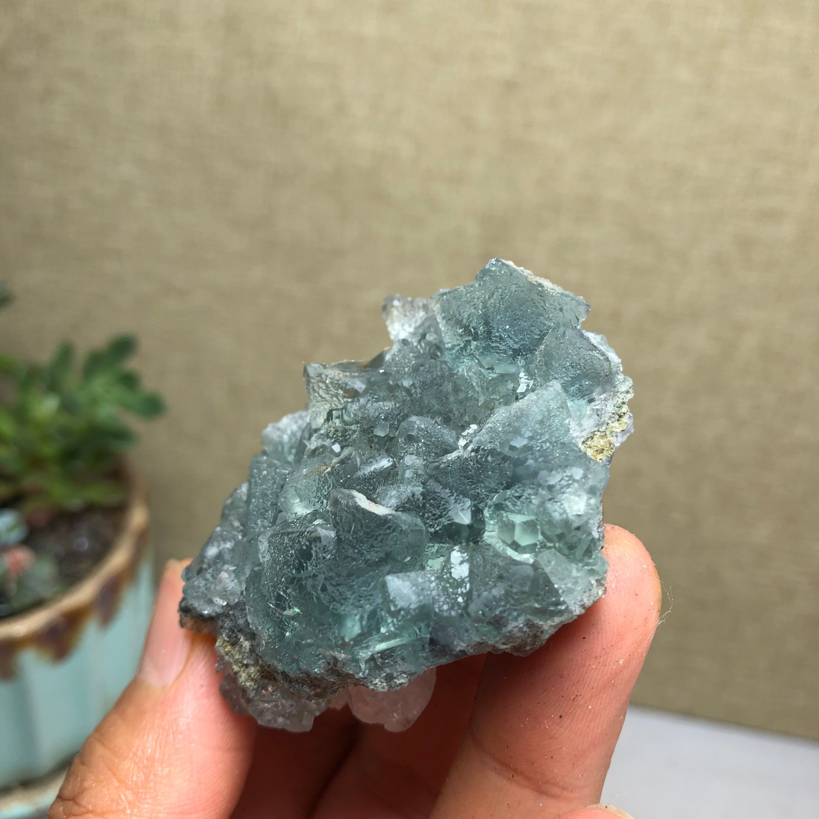 70g NATURAL Green Cubic FLUORITE Crystal Cluster Mineral Specimen A4740