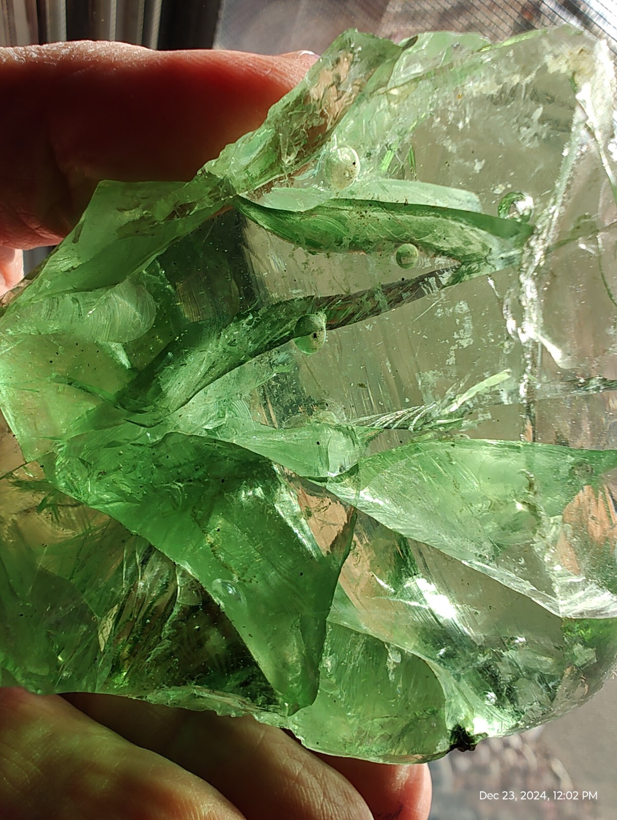Primordial Cosmic fire Andara crystal 220 gram galactic green
