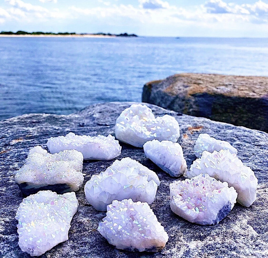 Natural Rainbow Quartz Cluster Angel Aura Quartz Crystal Cluster Home Decor