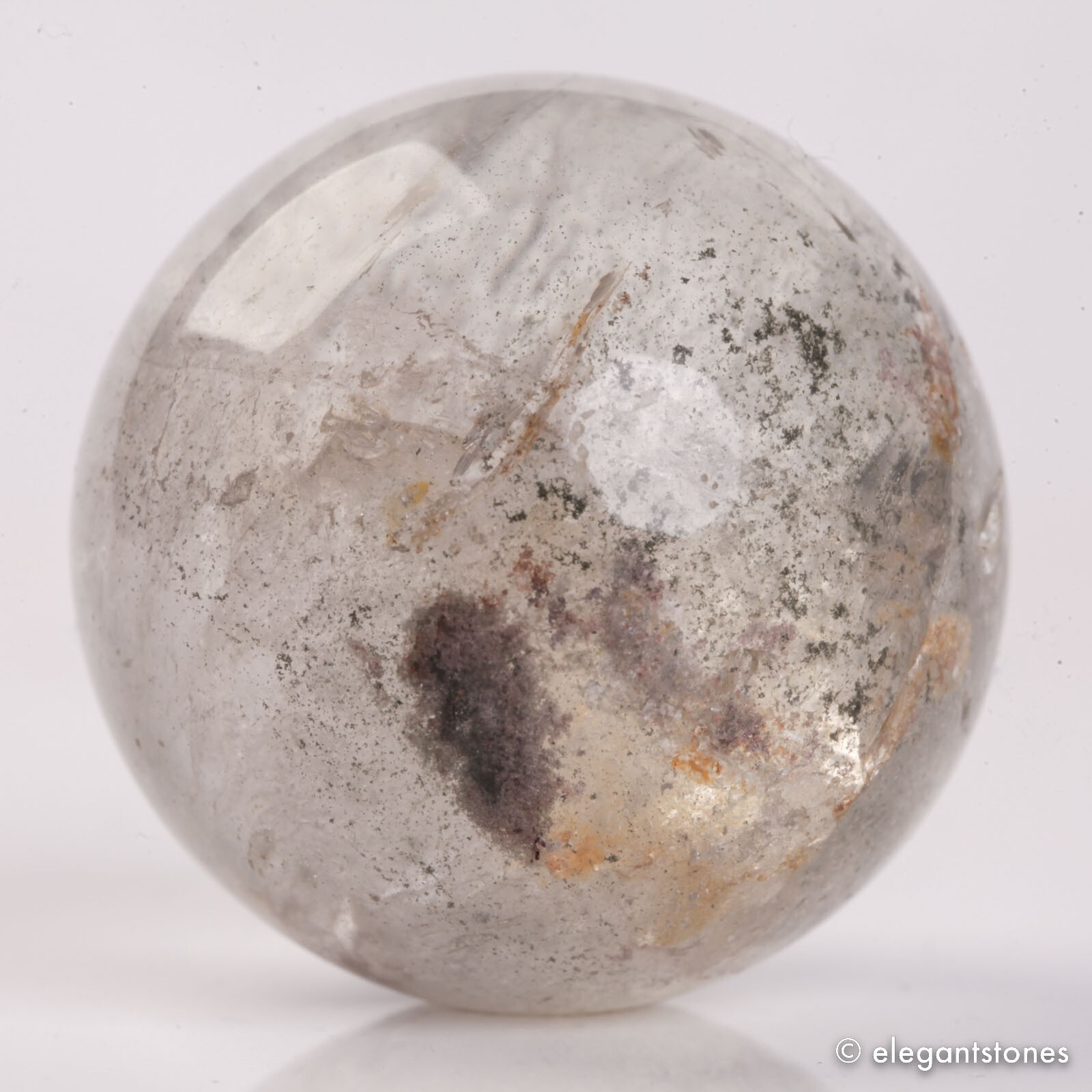 57g34mm Natural Garden/Phantom/Ghost/Lodolite Quartz Crystal Sphere Healing Ball