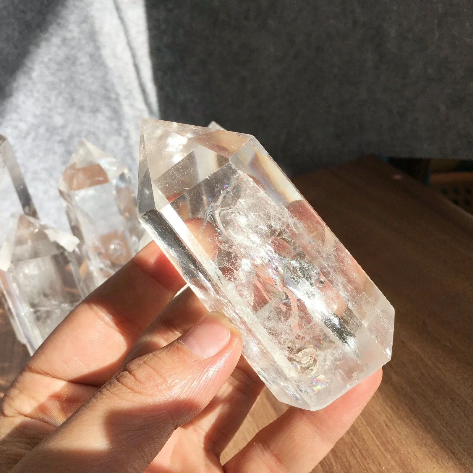 6PCS Natural clear quartz obelisk crystal WAND point healing random