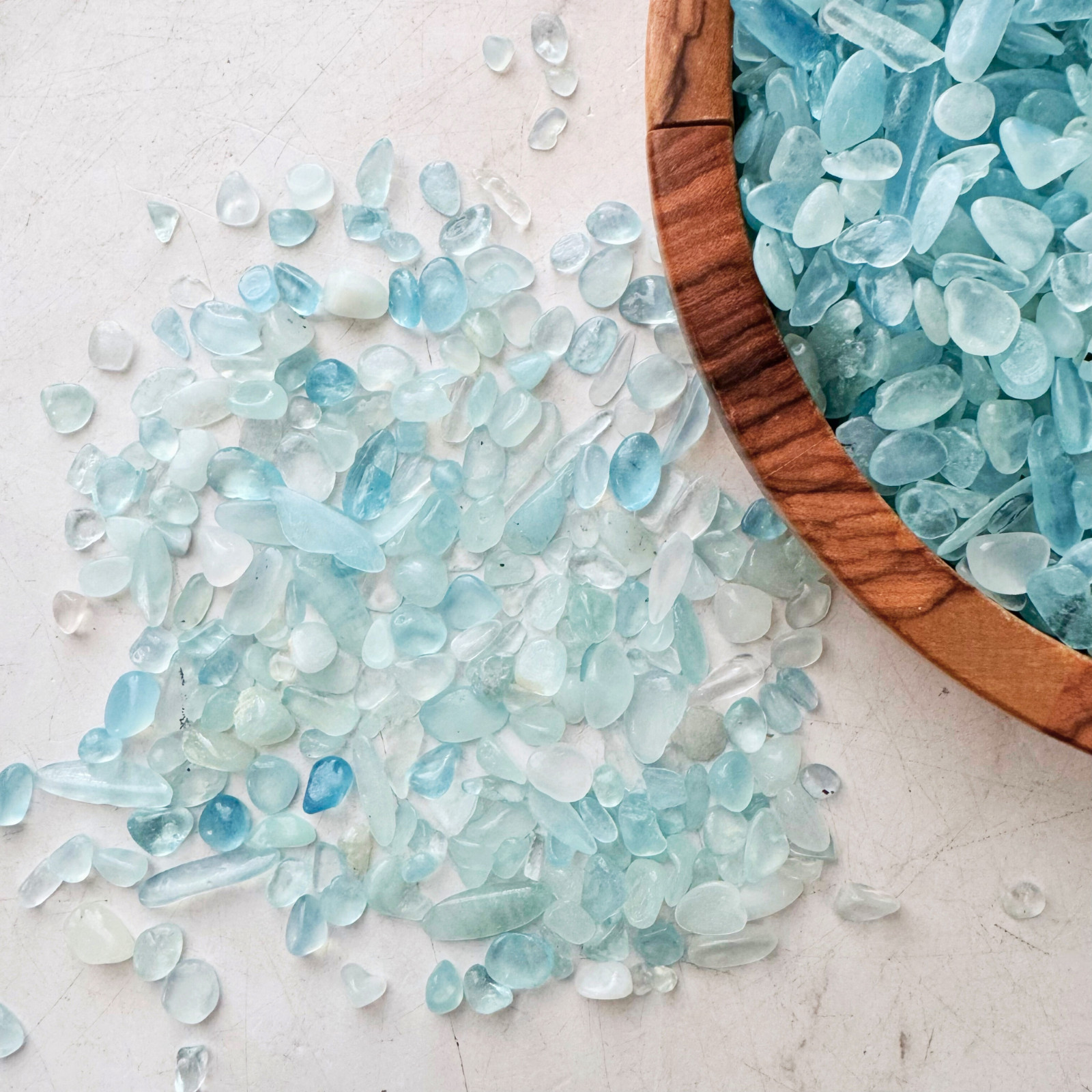 Aquamarine Tumbled Gemstone Chips, Polished Mini Stones 3-13mm, Wholesale Bulk