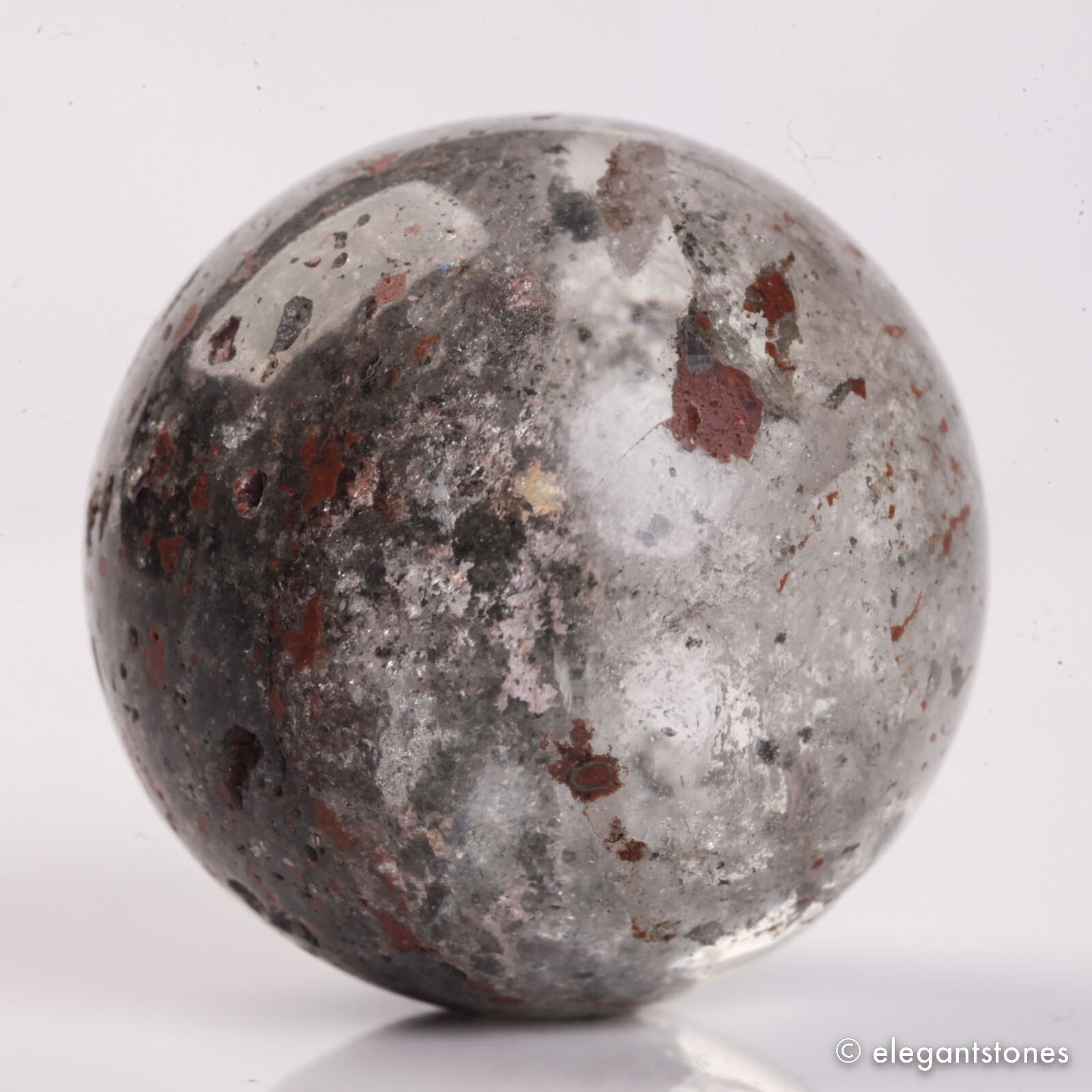 67g37mm Natural Garden/Phantom/Ghost/Lodolite Quartz Crystal Sphere Healing Ball