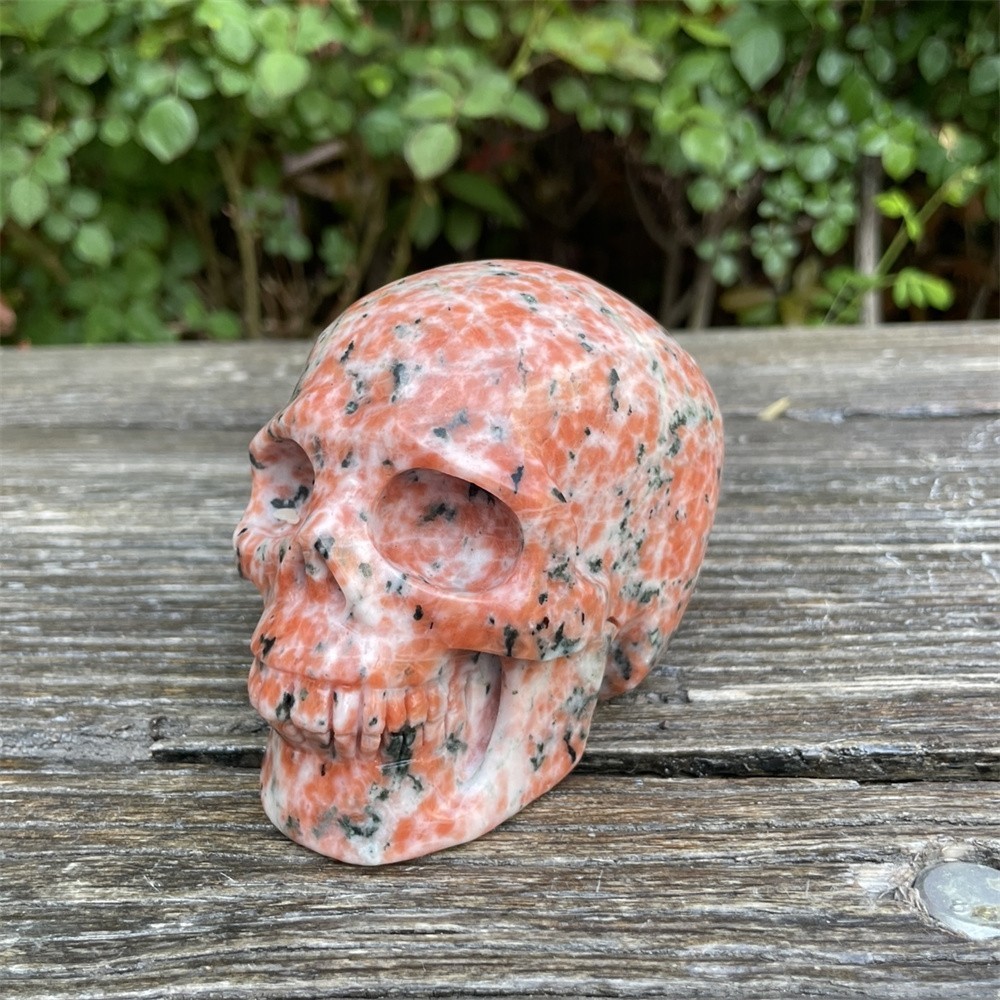 2LB 4.3″ Natural Sun Stone Skull Crystal Quartz Carving Reiki Decoration