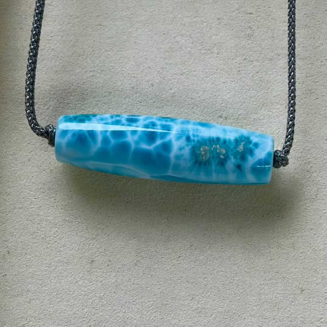 46*13*11mm Natural larimar Quartz Crystal dzi pendant Mineral gem Reiki energy