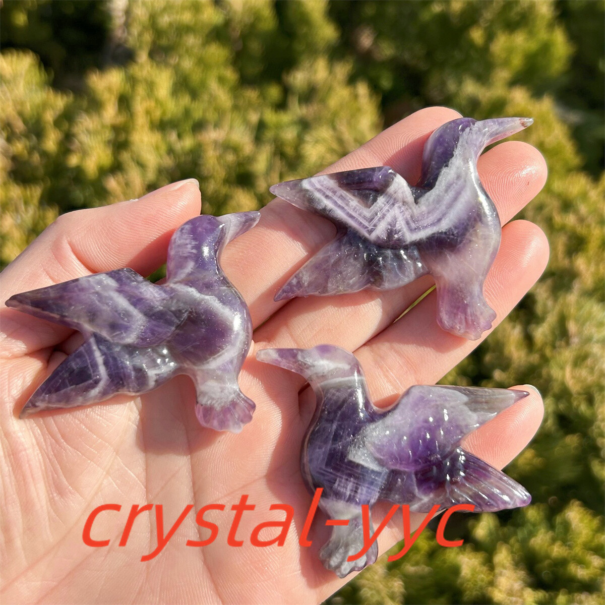 2″+ Natural Dreamy Amethyst Humming Bird Carved Quartz Crystal Skull Reiki 1pc