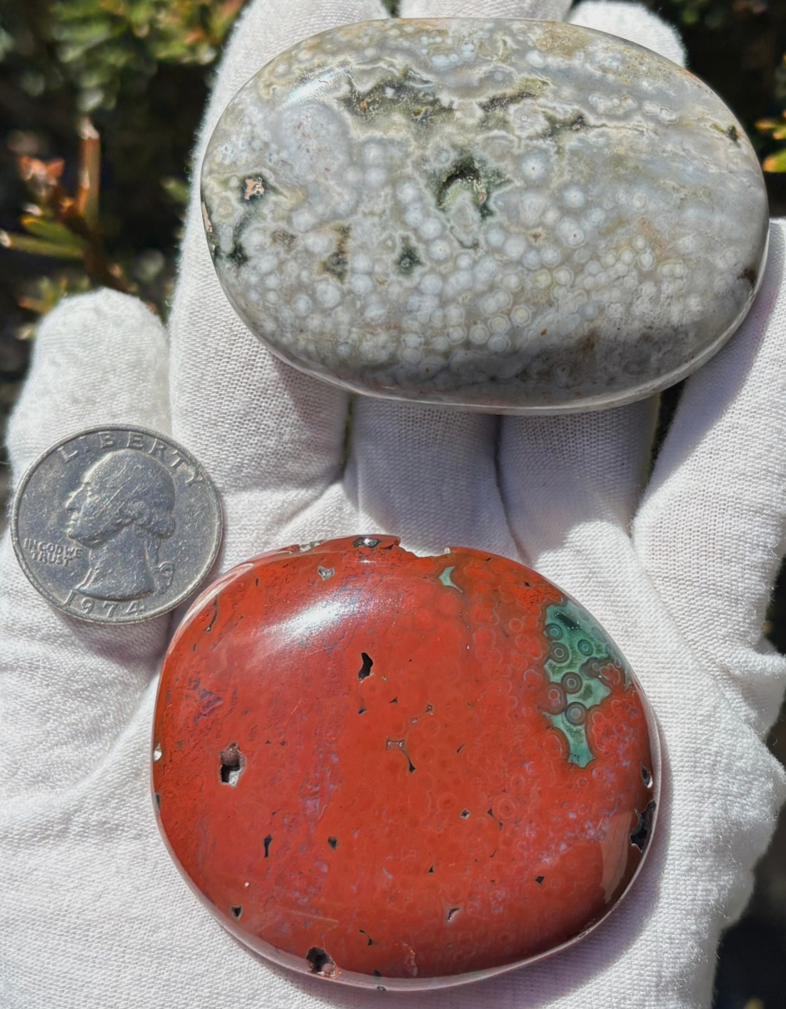USA SALE 204g LOT OCEAN JASPER OJ PALMSTONE PALM STONES PALM STONE RED VEINLESS
