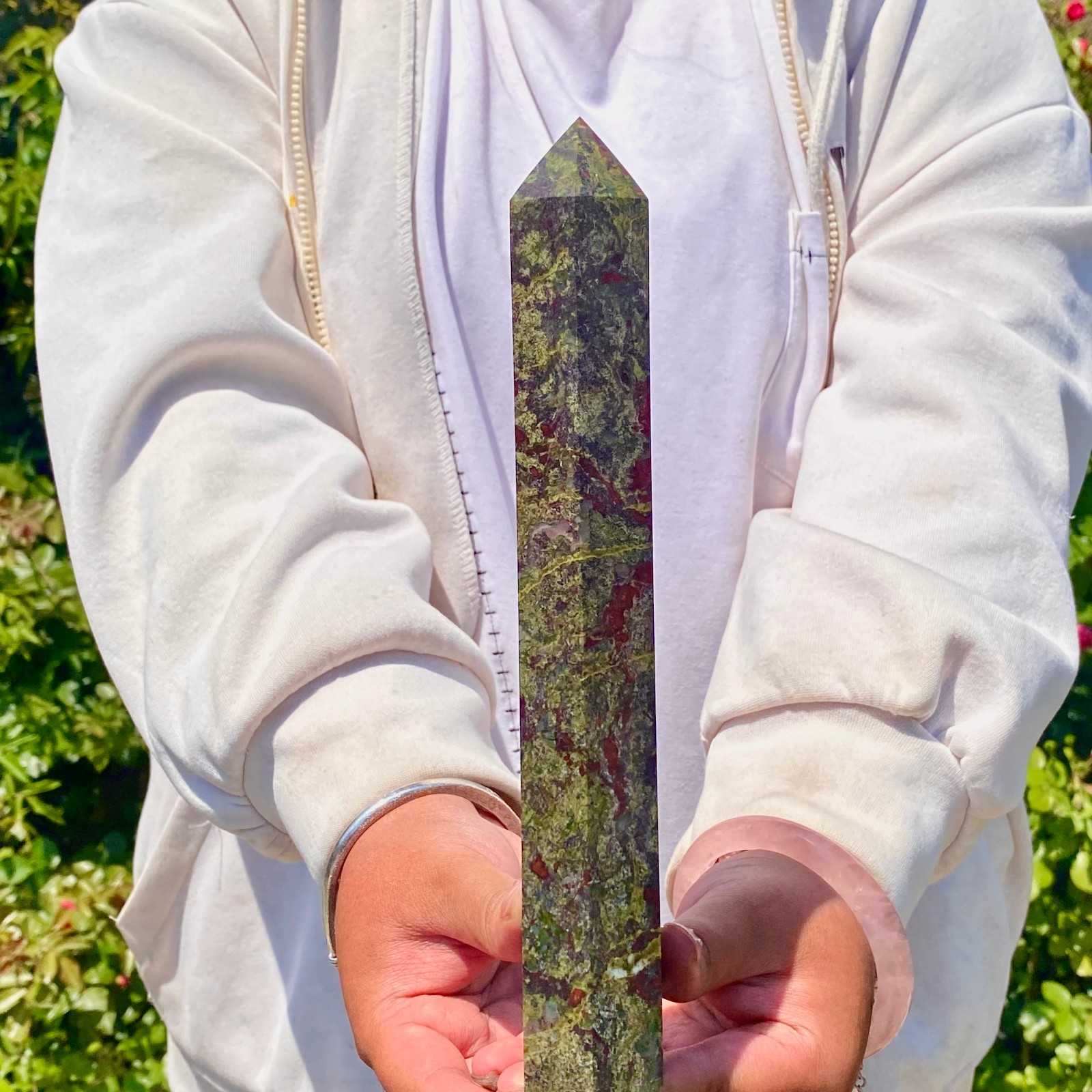 1.5LB Natural dragon blood stone Column Quartz Crtal Obelisk Energy Healing