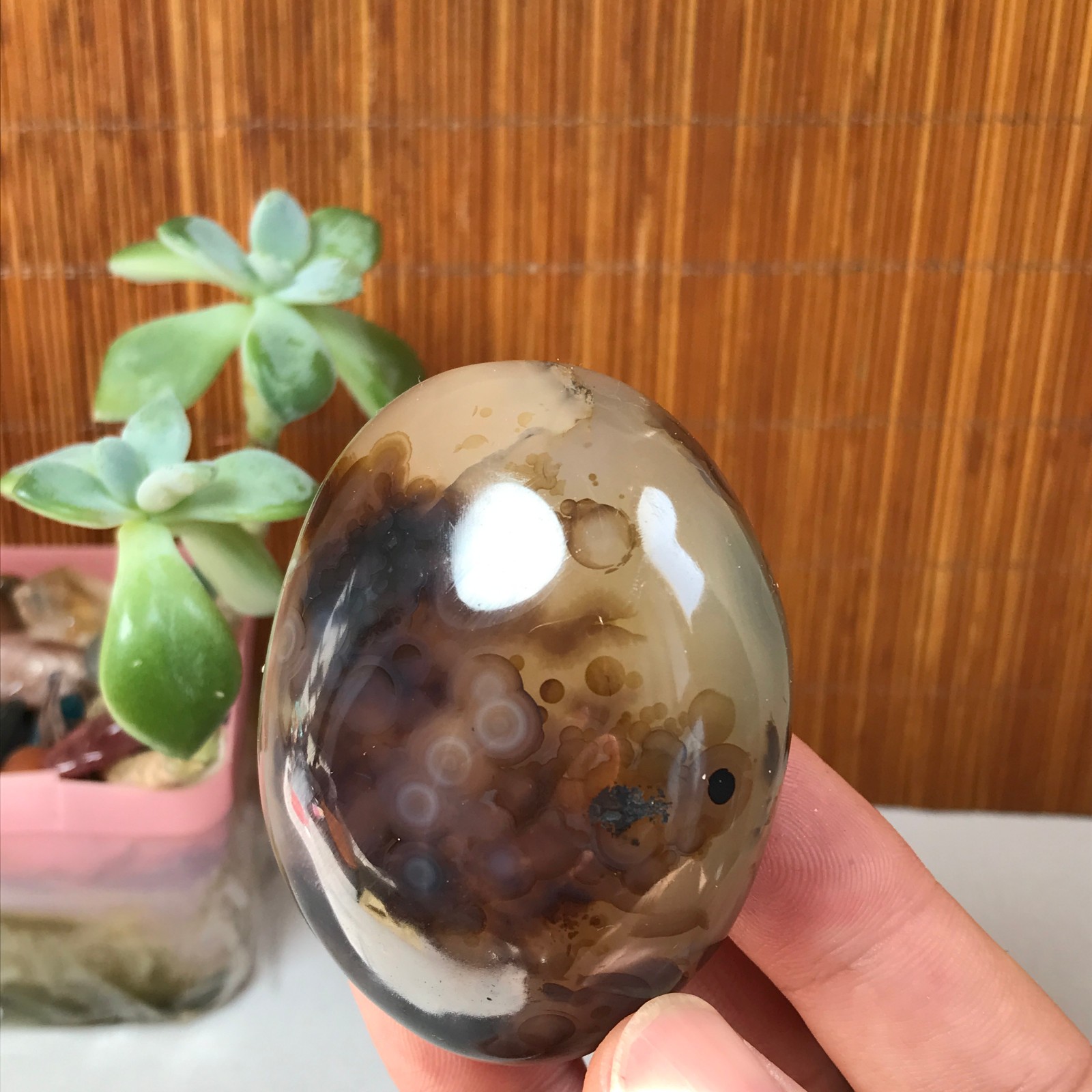 63-48-35mm Natural aquatic plants agate pretty Crystal specimens 145g A1882