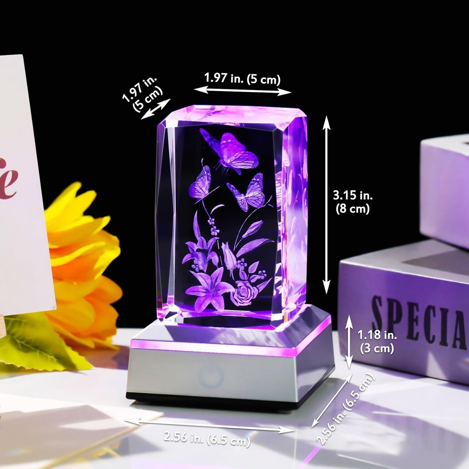 Elegant 3D Laser-Engraved Butterfly and Lily Lamp – Perfect for Home Décor