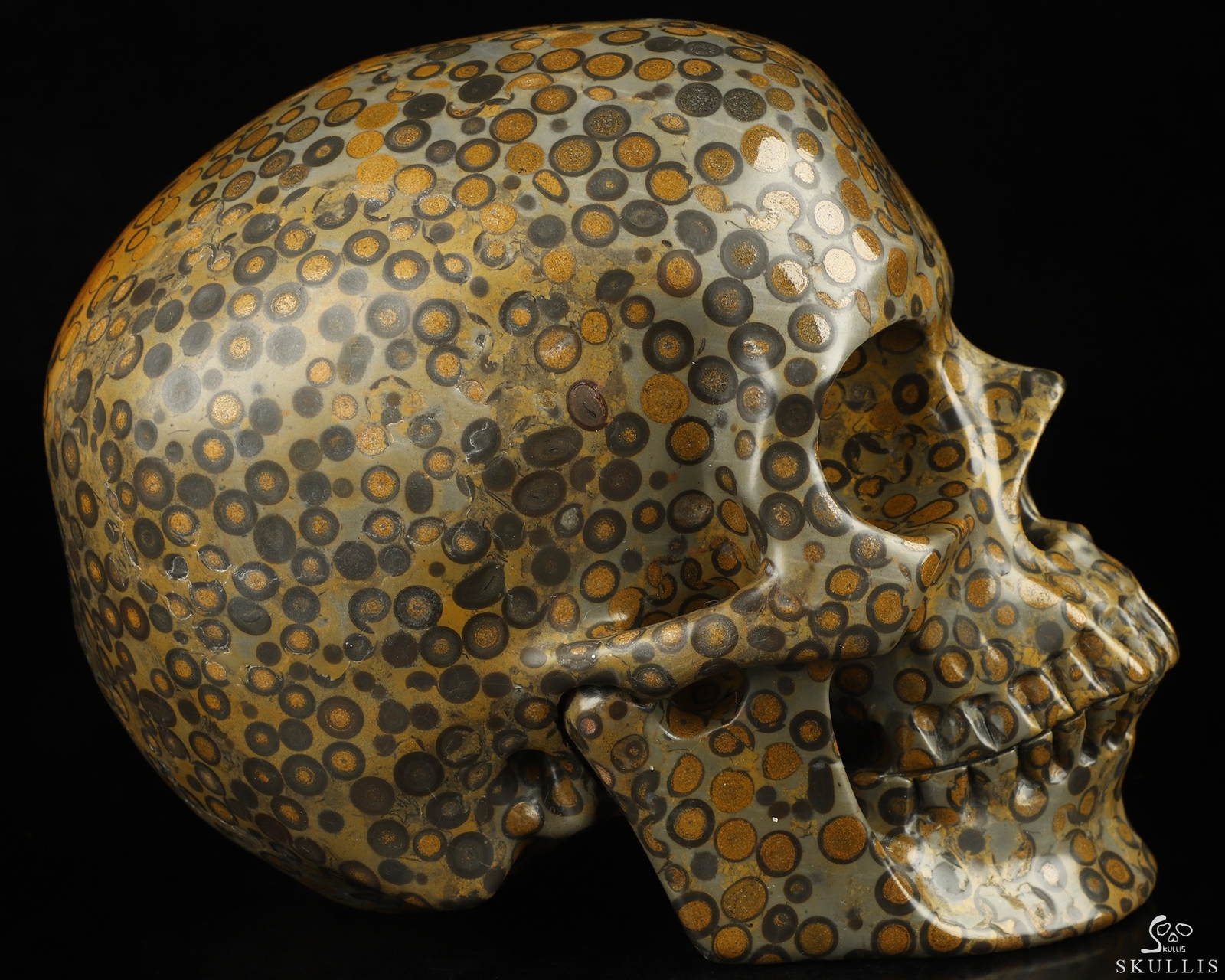 Lifesized 7.0″ Chinese Leopard Skin Jasper Hand Carved Crystal Skull, Realistic