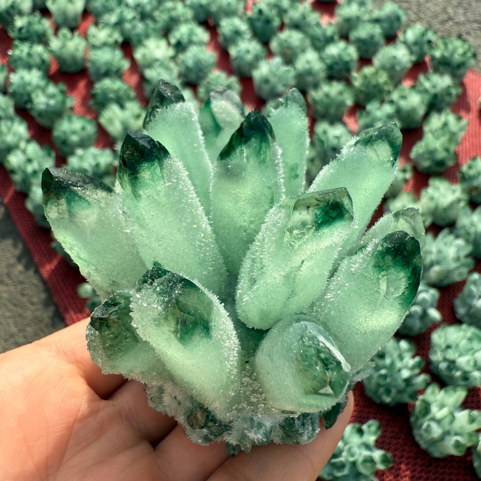 300g Natural Green crystal Quartz Cluster Crystal Mineral Healing Rock Stone