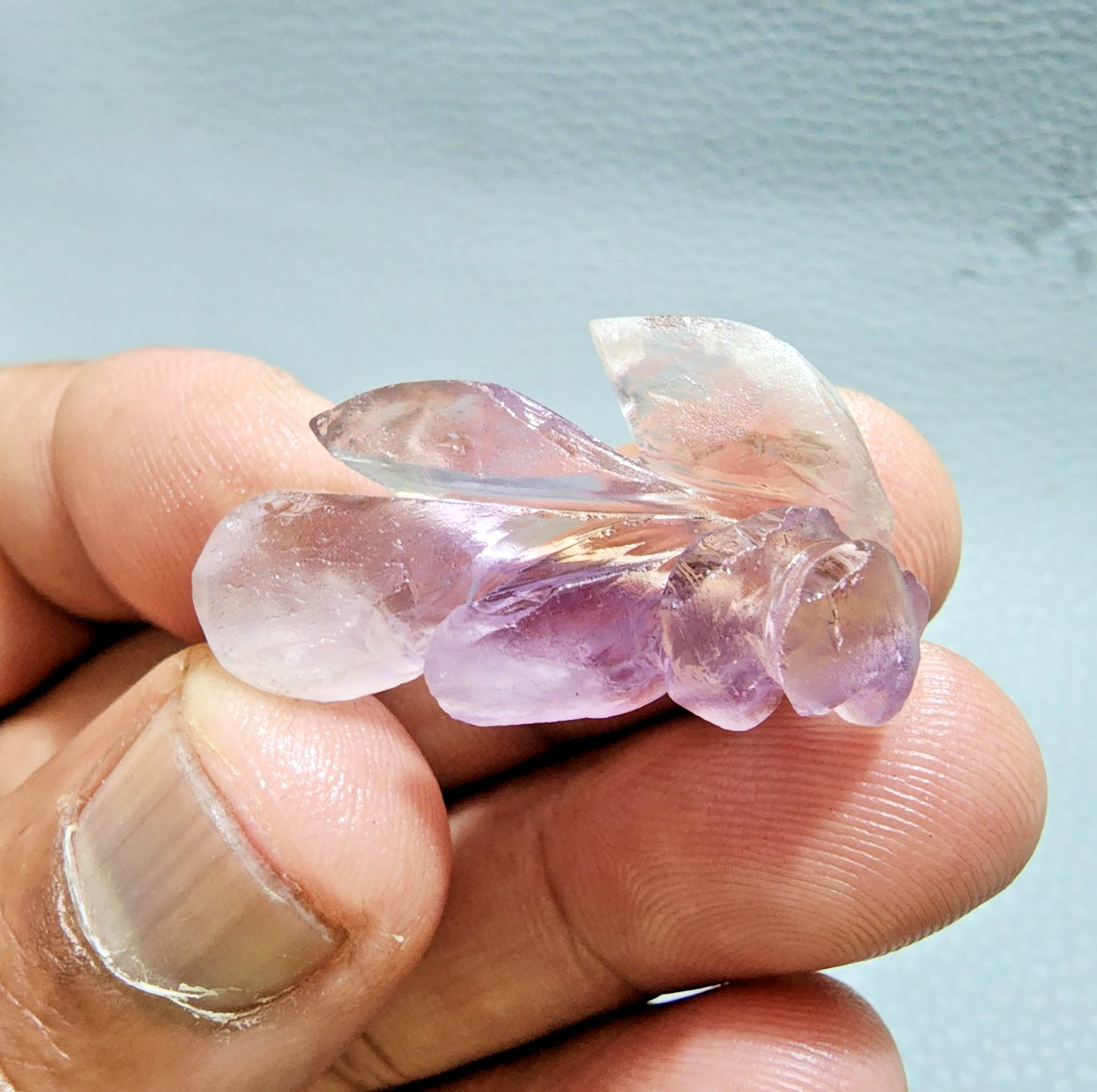 32 Crt Pretty Purple Ametrine Flower Shape Carving Stone Jewelry Making Gemstone