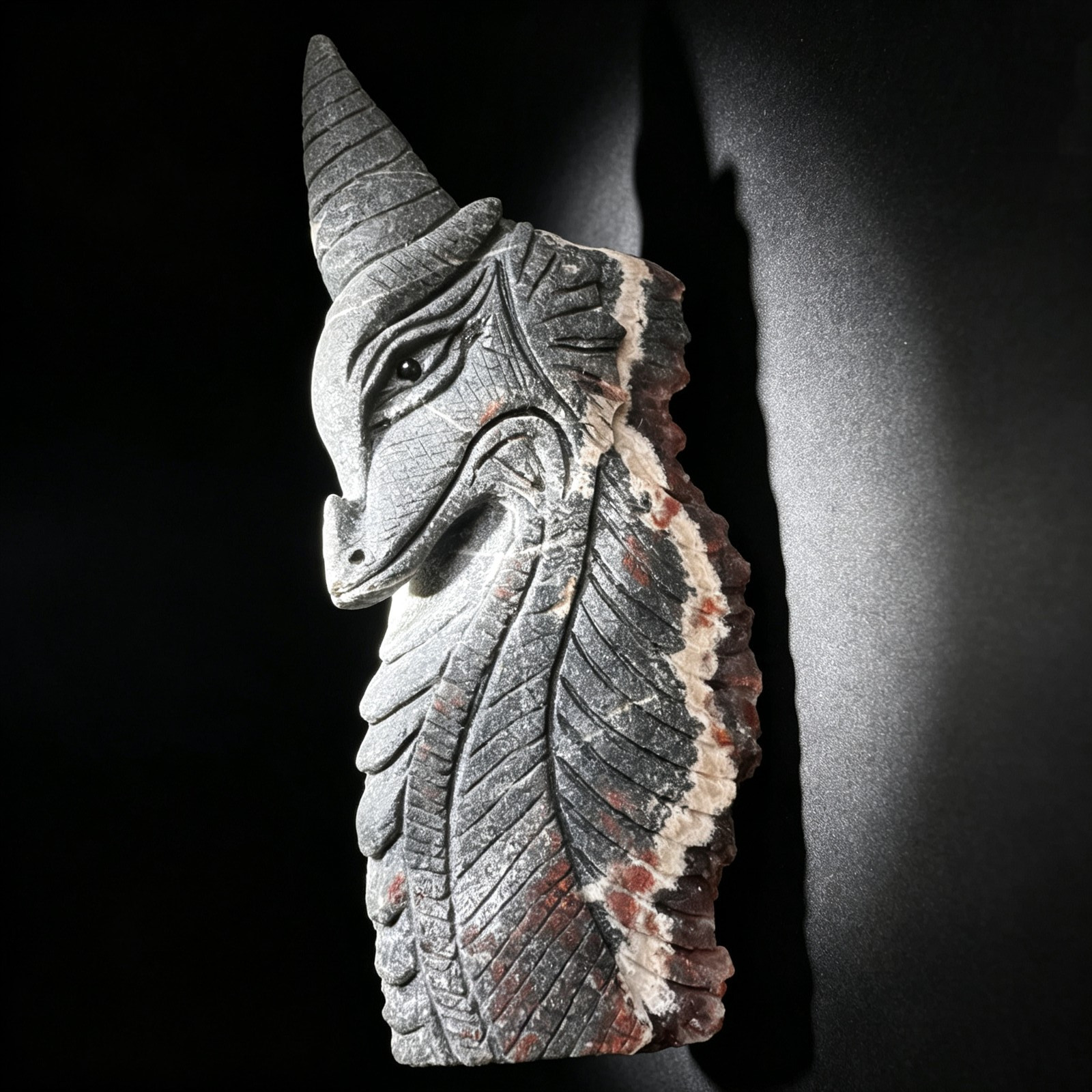 6.4IN Natural Red Crystal Cluster Dragon Carving, Handcarved Desktop Sculpture