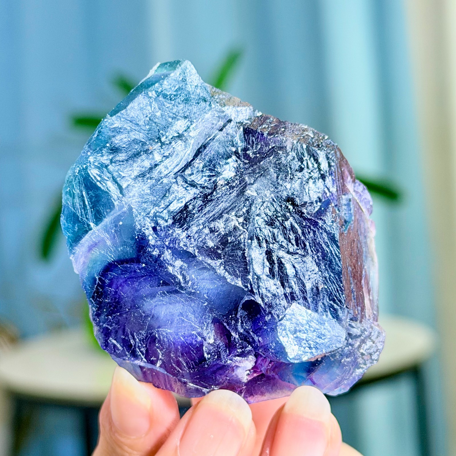 216G Rare transparent purple cubic fluorite mineral crystal sample/China