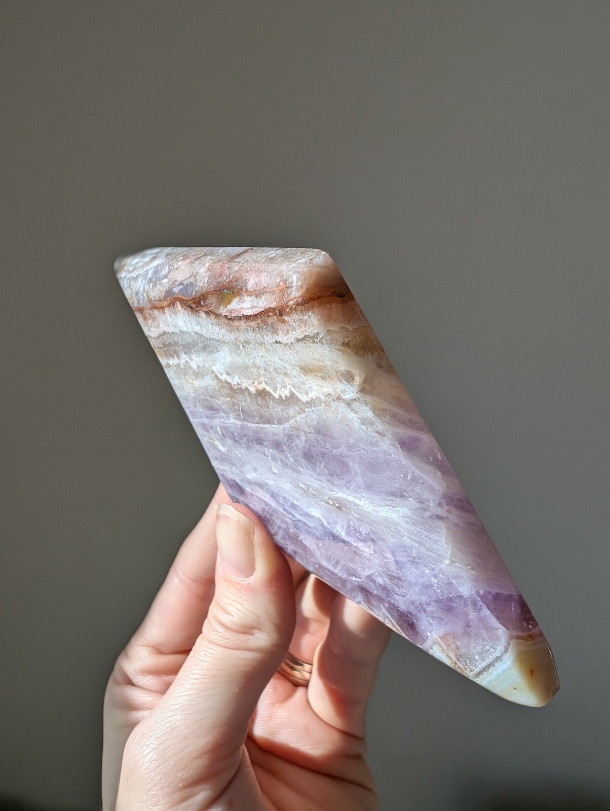 Amethyst Agate Carving Diamond Rhombus Crystal Gemstone Chakra Mineral