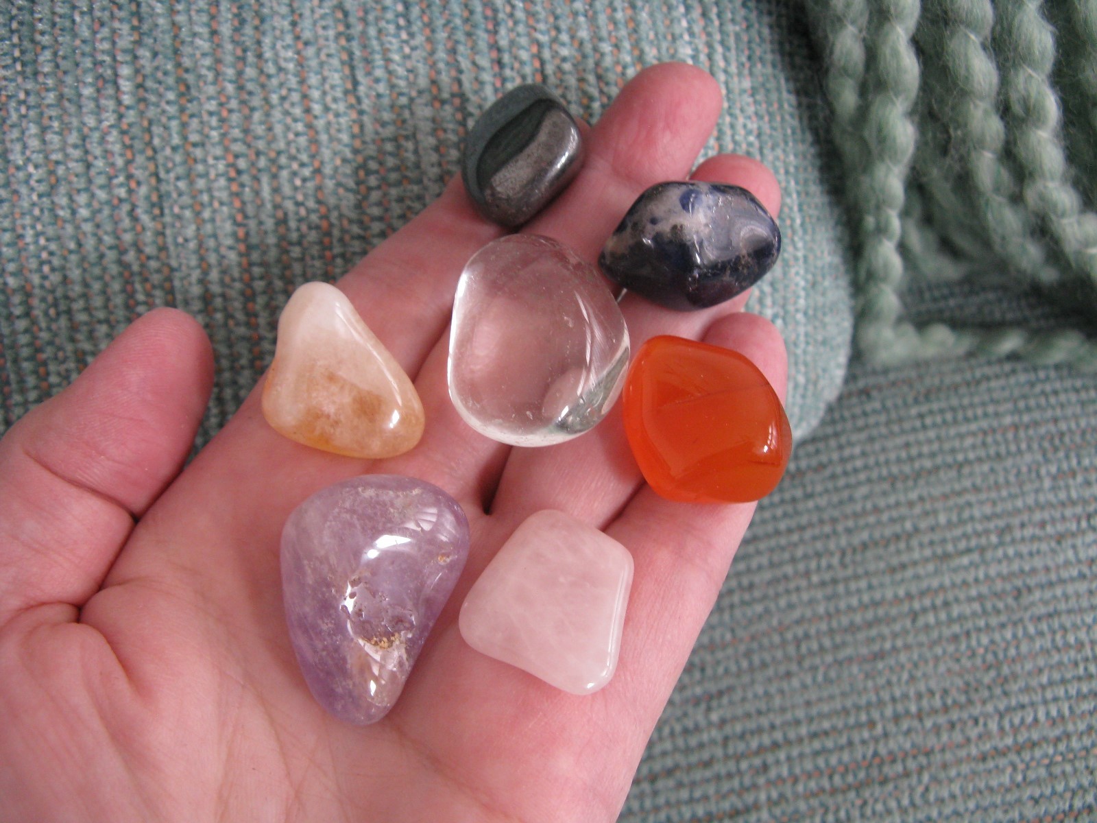 NEW CHUNKY CHAKRA CRYSTAL HEALING STONE NATURAL GEMSTONE SET w/Bag
