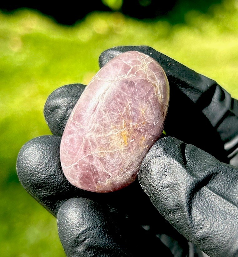 Handmade Polished Purple ANGELITE ANHYDRITE Rare Crystal Palm Stone MADAGASCAR