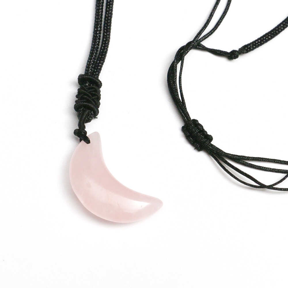 Natural Moon Necklace Crystal Stone Pendant Crescent Meniscus Healing Reiki Gift