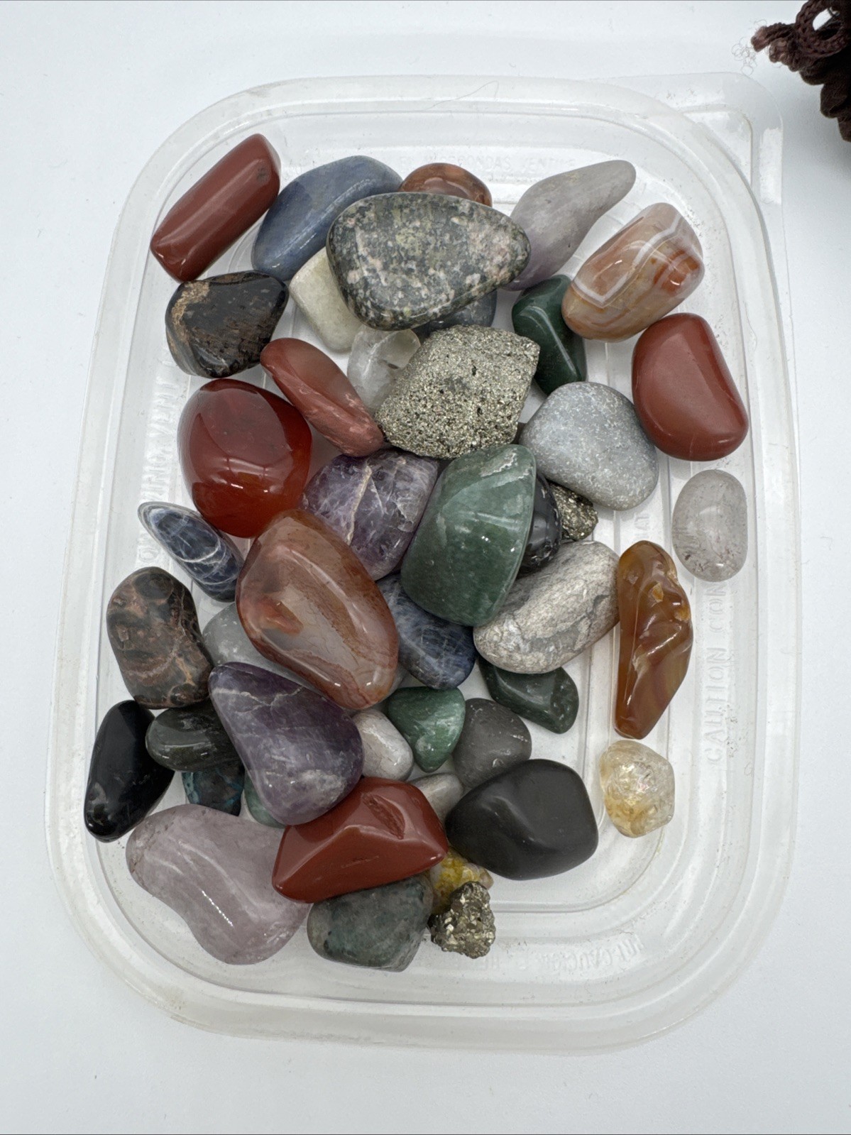 9 Oz Bag of Polished Tumbled Stones And Crystals In Pouch Unsure Of Types Incl