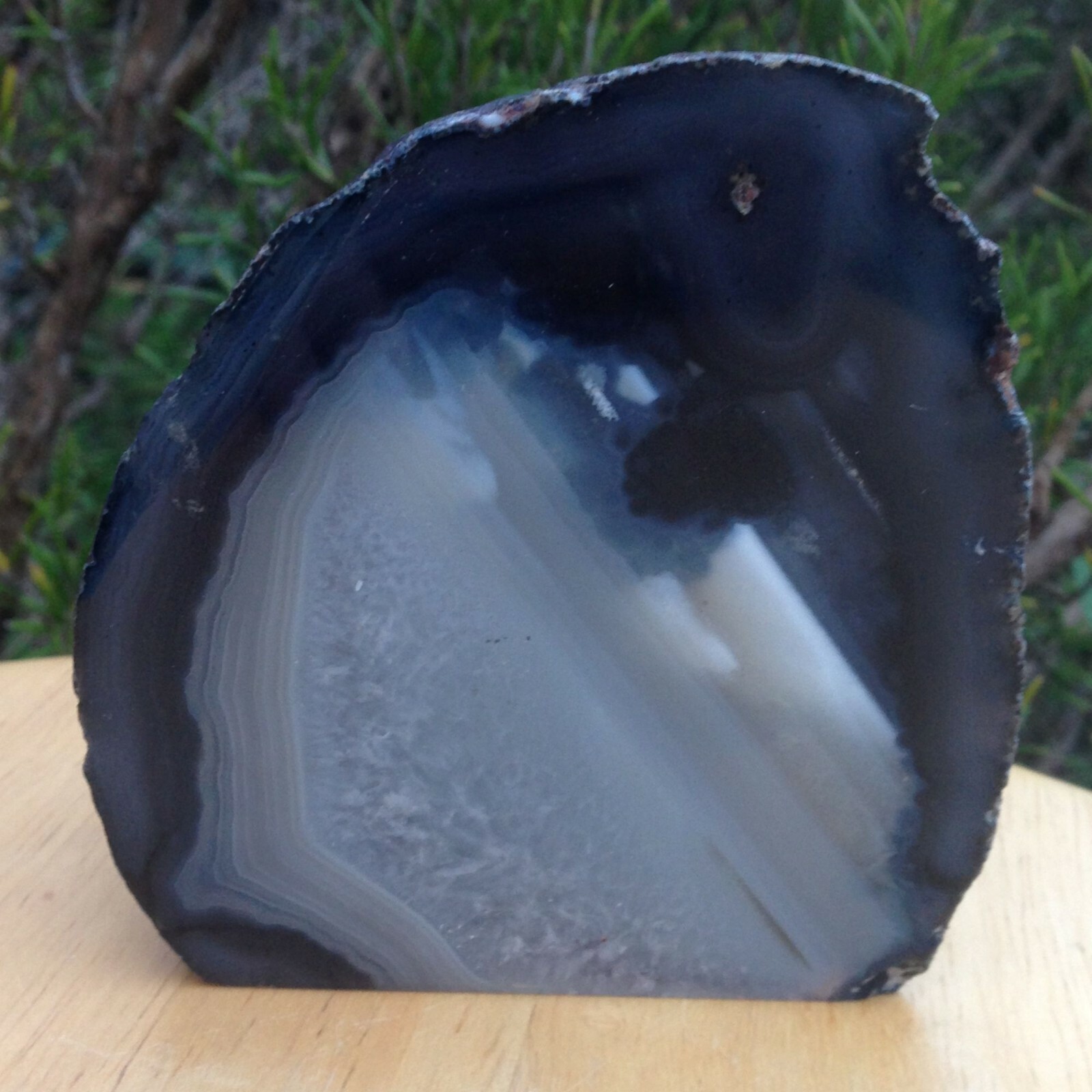 Dyed Agate Crystal Black White Grey Freestanding 398g 9.7x9x4.67cm