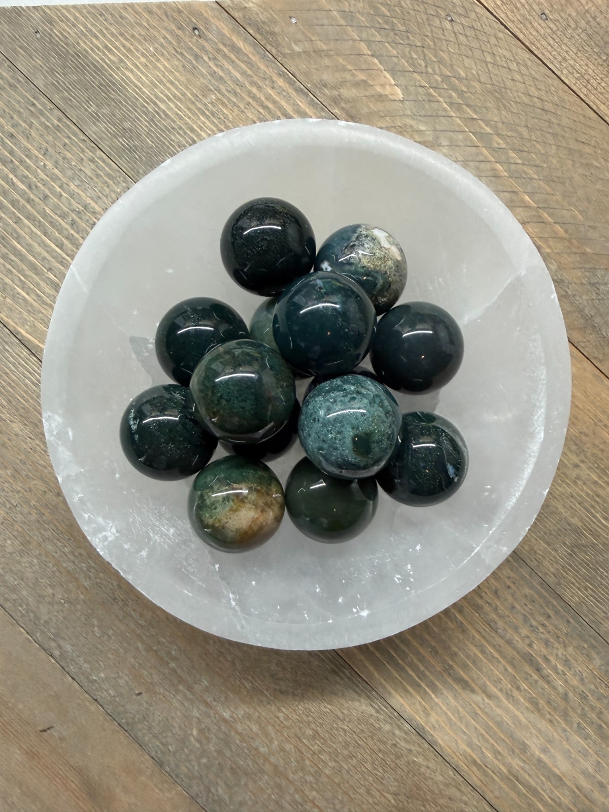 Moss Agate 20mm Sphere Natural Crystal Ball Dendritic Heart Chakra Reiki Stone