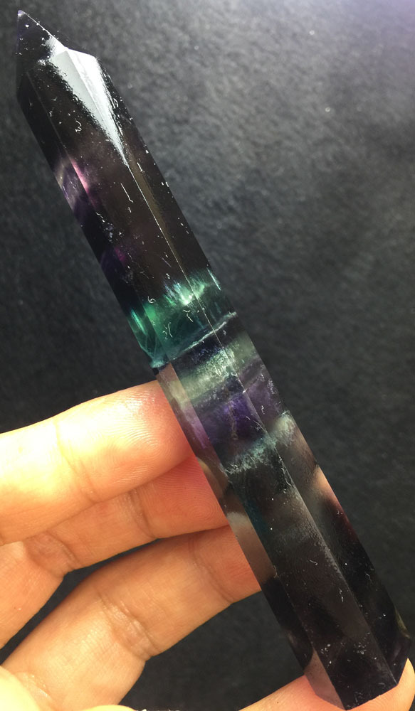 NATURAL MORE COLOUR FLUORITE QUARTZ CRYSTAL WAND POINT Healing