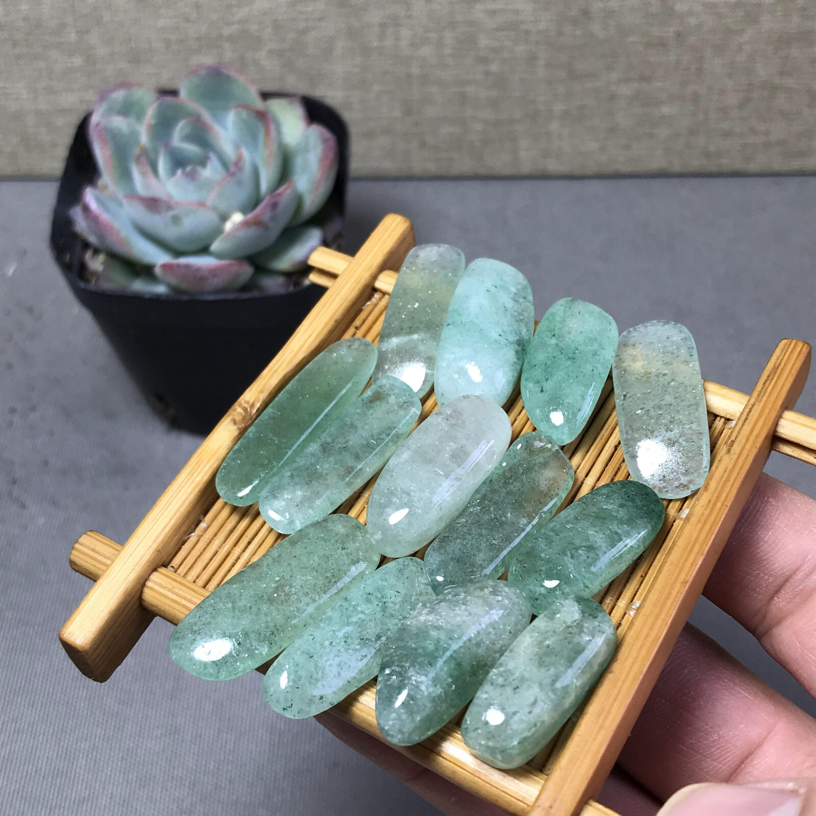 13Pcs Natural Green Strawberry Crystal gemstone Polish Mineral Specimen A6586