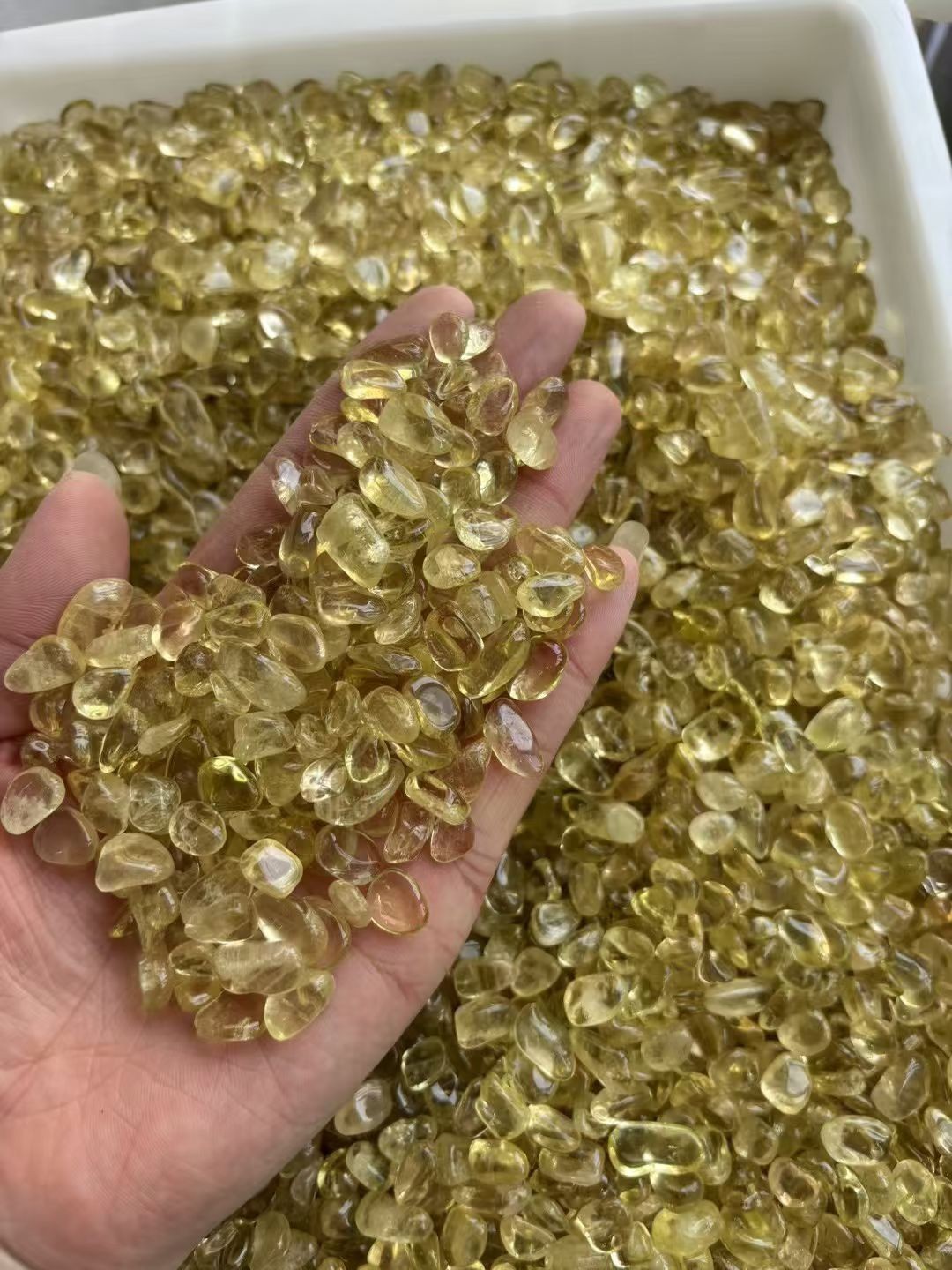 Natural yellow crystal pebble raw stone 5-7mm DIY