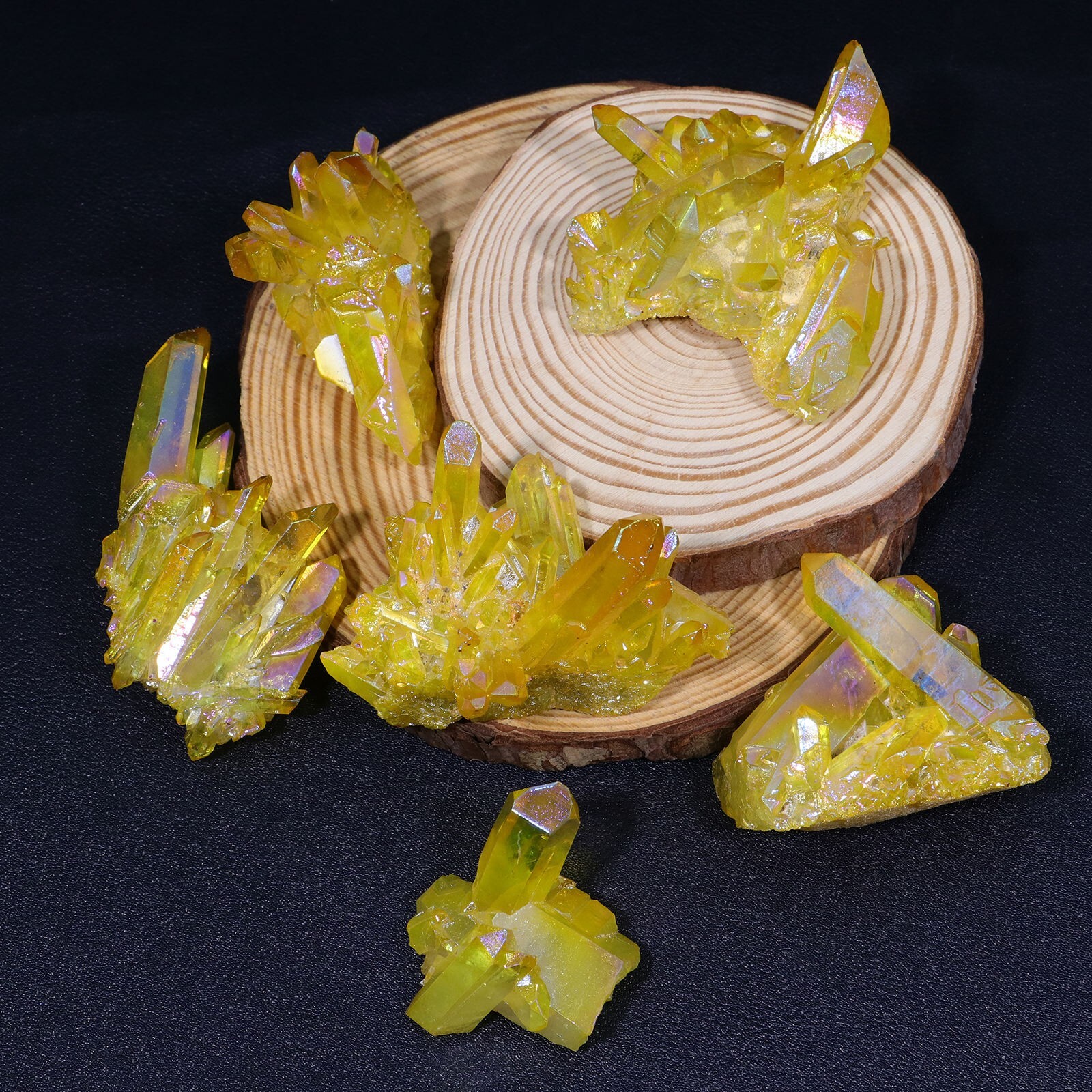 Angel Aura Yellow Quartz Cluster Yellow Crystal Mineral Specimen Home Decoration