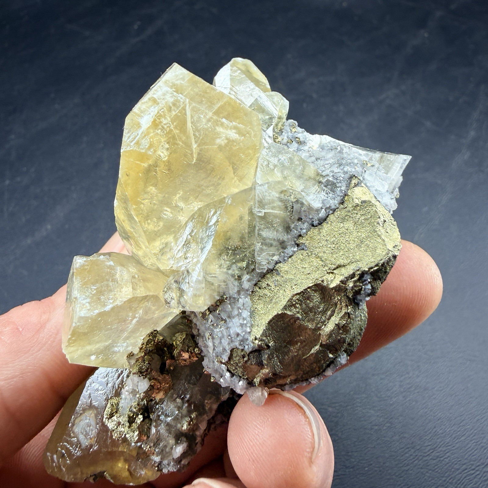 Golden Calcite Chalcopyrite Dolomite Crystal Combo / Sweetwater Mine *Video*