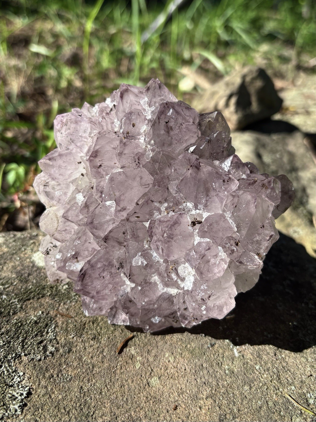 Large Amethyst Flower Cluster- Natural 4.4” Light Purple Druzy Amethyst Crystal