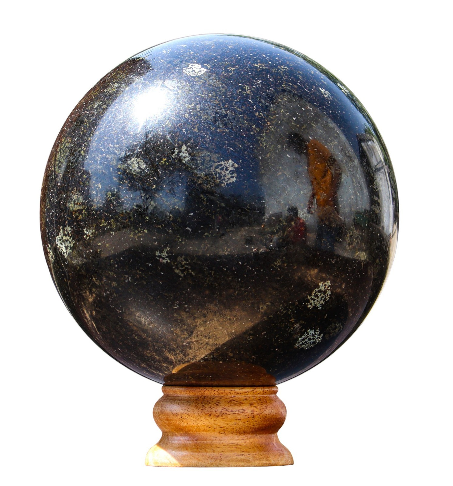 Natural Black NUUMMITE Crystal Home Decor Handmade Gift Polished Sphere 145mm
